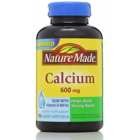 Nature Made calcium 600 mg de vitamine D liquides gélules 100 ea (Paquet de 2)
