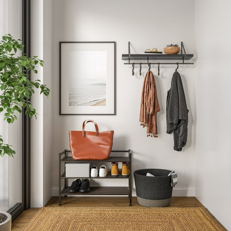 Seville Classics 3-Tier Stackable 9-Pair Resin Slat Metal Frame