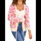thumbnail image 2 of Cárdigan de Punto con Estampado de Leopardo y Lazo para Mujer, Larga, Cuello Redondo, Abertura Frontal, Informal, Holgado, para Exteriores. Rosa XL, 2 of 10