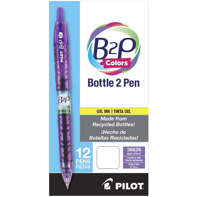 Bolígrafo Gel Pen Pilot B2P Colors, tinta rellenable retráctil púrpura G2