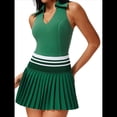 thumbnail image 2 of Falda de Tenis para Mujer, Falda de Golf Acanalada, Falda Deportiva Plisada con Media Cremallera, Pantalones Cortos y Sujetador Incorporados Verde M, 2 of 8