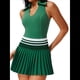 thumbnail image 2 of Falda de Tenis para Mujer, Falda de Golf Acanalada, Falda Deportiva Plisada con Media Cremallera, Pantalones Cortos y Sujetador Incorporados Verde M, 2 of 8