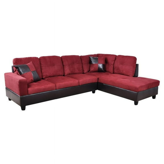 Star Home Living Corp Chris Microfiber Fabric Right Facing Sectional in Red