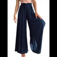 thumbnail image 2 of Pantalones Casuales para Mujer, con Cintura Elástica y Pierna , con Bolsillos. Azul Marino M, 2 of 9