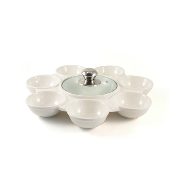 Dipable 8 Section Ceramic Snack Serving Tray with Glass Lid Walmart