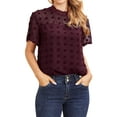 thumbnail image 5 of ZXSXSY Women Crochet Dots Cutout Short Sleeves Mock Neck Blouse Top, 5 of 13