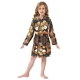 thumbnail image 6 of FORMRS Niños Bathrobe Unisex Hooded Robe Soft Plush Pajamas Sleepwear, Size 4-6T, Gold Flower, 6 of 7
