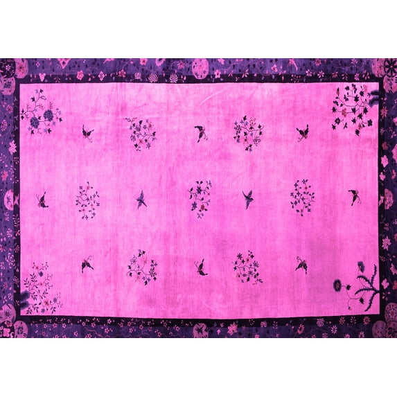 Ahgly Company Indoor Rectangle Oriental Pink Asian Inspired Area Rugs, 3' x 5'