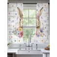 thumbnail image 2 of Bunny Easter Sheer Curtains 63 Inch Length 2 Panels Set Window Treatments, Spring Floral Pastoral Wooden Rod Pocket Semi Curtains for Living Room/Bedroom/Kitchen Décor, 104"W x 63"L, 2 of 7