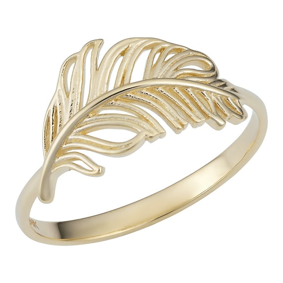 KoolJewelry 14k Yellow Gold Feather Ring (size 6)