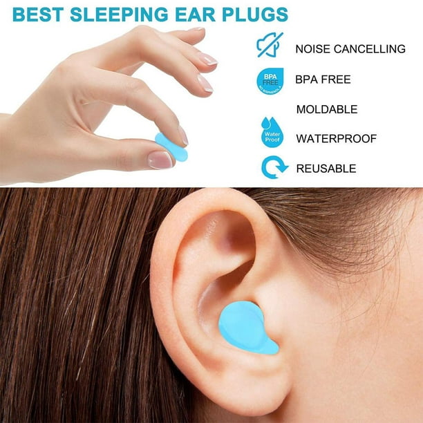 12x Reusable Silicone Ear Plugs Noise Cancelling Earplugs Protector Study  Sleep