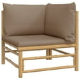 thumbnail image 4 of vidaXL 4 Piece Patio Lounge Set with Taupe Cushions Bamboo, 4 of 9