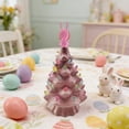thumbnail image 4 of Lksixu Easter Bunny Tree Figurine, Easter Decorations, 6.3 Inch Resin Rabbit Tree with Colorful LED Light Bulbs, Battery Operated Handcrafted Light Up Tabletop Ornaments for Desk Shelf Cabinet, 4 of 7