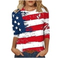 thumbnail image 2 of Lorytime Summer Shirts for Women Fourth of July Outfits Stars and Stripes Clothes Lorytime 3/4 Sleeve Holidays Wear, 2 of 5