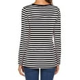 thumbnail image 3 of Arlun Womens T Shirts Classic Black White Striped Long Sleeve Crew Neck Tops Casual Loose Fit Comfy Lightweight Basic Pullovers Tee Shirts black S, 3 of 7