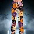 thumbnail image 2 of IYYVV Halloween Pajama Pants for Women Stretch Drawstring Lounge Pants Casual Pumpkin Printed Wide Leg Pjs Bottoms Yellow L, 2 of 5