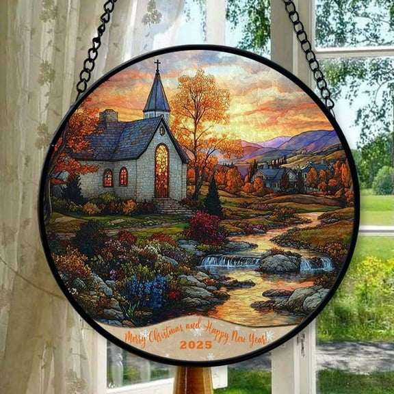 Christian Church 14 Stained Glass Suncatcher Ornament, Holiday Tree Ornament, Gift for Mom, Love Day Home Decor, Festival Gift Ornament, Keepsake 2025