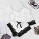 thumbnail image 2 of Gibobby Pijamas para mujer Pijama de encaje sexy Traje de tirantes Ropa de casa de seda de imitación(Blanco,M), 2 of 3