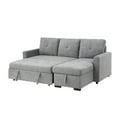 thumbnail image 3 of Benjara 88 Inch Reversible Sleeper Sectional Sofa with Storage Chaise, Light Gray-Color:Light Gray,Material:Linen, 3 of 6