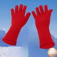 thumbnail image 1 of Moins de 10 $ Gants Mitaines Rouges Nouveaux Gants d'Hiver Tricotés Prolongés pour Femmes Simples à la Mode Haut de Gamme Gants Chauds pour les Doigts en Plein Air, 1 of 3