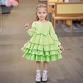 thumbnail image 2 of XEGLSBU Dresses for Girls Size 8-10 Autumn Girls Party Dress Tiered Layered Gown for Celebration with Elegant Flowy Green Size 6-7 Years, 2 of 8