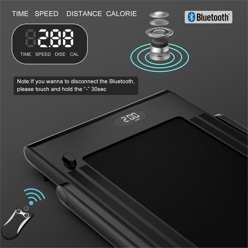 Pemberly Row Up To 7.5MPH 2.25HP Single Display Screen Treadmill in Black