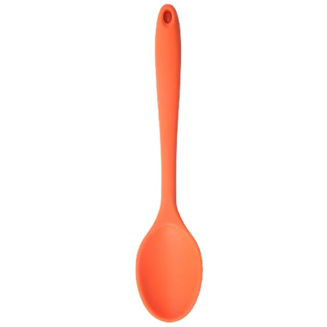 Cuchara de silicona de 2 uds., cuchara de cocina de calidad alimentaria de Color sólido resistente al calor con mango largo, herramientas para el hogar (naranja) Rojo Verde Cocina, Decoración y Otros