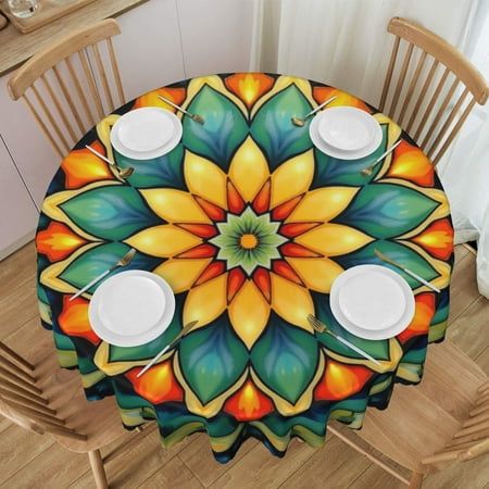 

Round Polyester Tablecloth 60 inch abstract geometric design Stain Resistance Water Repellent and Wrinkle-Free Colorful Tablecloths Decor for Home Kitchen Dining Party Patio Indoor and Outdoor