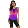 thumbnail image 2 of ABPHQTO Bañador tankini con espalda cruzada y estampado de rosas degradadas para mujer, 2 of 5