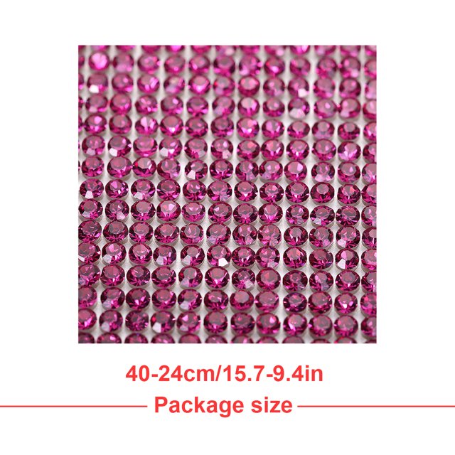 Langgg Crystal Rhinestone Ribbon Clothing Accessories Sticker Convenient Using Present Decoration Sheet with Shine Appearance Exquisite purple red 6 hot melt glue