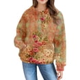 thumbnail image 5 of Mercatoo Girls Vintag Hoodi, Kids Flor Print Long Sleeve Hooded Sweatshirt Casual Stylish Fall Winter Outfit Tops, 5 of 7