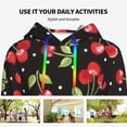 thumbnail image 4 of Daiia Sweet Red Cherry Pattern Women's Fashion Hoodies & Sweatshirts with Kangaroo Pocket Hooded Sweatshirt with Eye-catching Drawstrings-Medium, 4 of 7