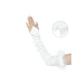 thumbnail image 3 of Women's Satin Hooked Finger Gloves Feather Cuffs Fingerness Costplay Sleeves for Christmas Dance 1920s Party White, 3 of 7