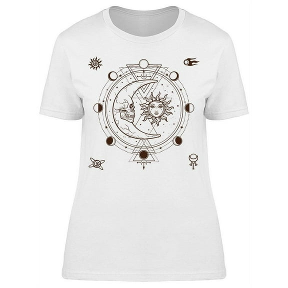 Mystical Drawing Moon T-Shirt Women -Image by Shutterstock, Female XX-Large