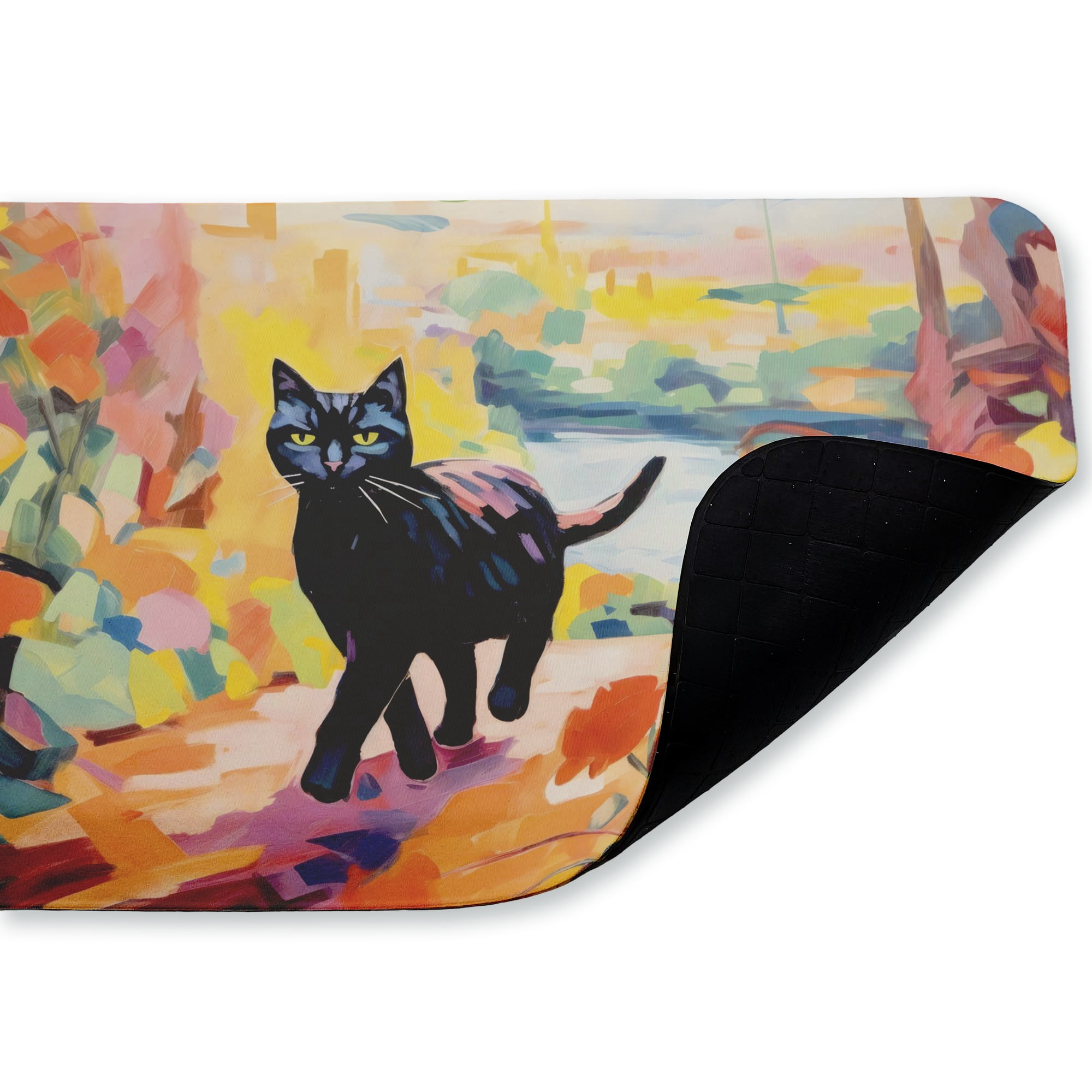 Stupell Industries Cat In Bright Harmonious Garden Printed Anti-Fatigue Floor Mat, design by Creative Studio