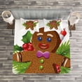 thumbnail image 3 of Ambesonne Gingerbread Man Quilted Bedspread Set 3 Pcs, Christmas Cookie, King Size, Brown Green Red, 3 of 3