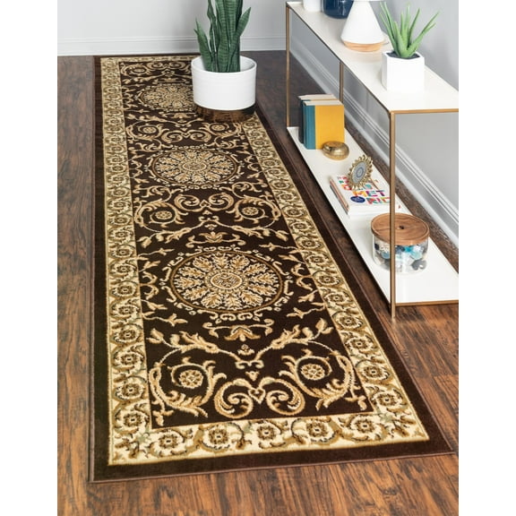Unique Loom Versailles Collection Area Rug - Napoleon (2' 7" x 10' Runner Brown/Cream)
