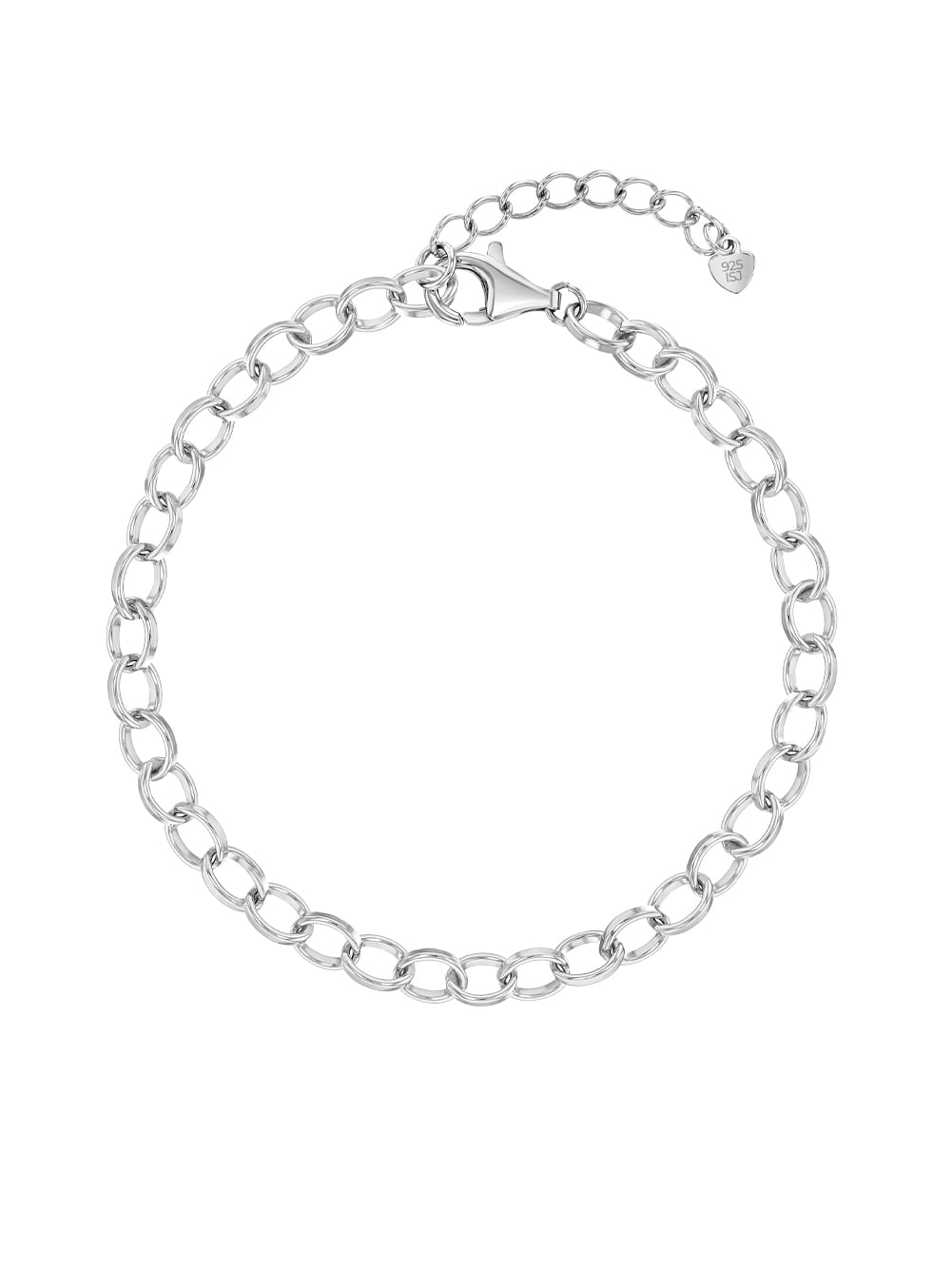 925 Sterling Silver 6 Inch Belcher Chain Charm Bracelet Child Small