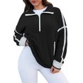 thumbnail image 5 of Womens Half Zip Sherpa Fleece Pullover Soft Oversized Sweatshirt with Pockets Warm Fuzzy Sweater Black S, 5 of 5