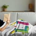 thumbnail image 3 of Lily Soft Flannel Fleece Throw Blanket, Hand Drawn Merry Arrangement of Letters Birthday Themed Female Name with Balloons, Cozy Plush for Indoor and Outdoor Use, 50" x 70", Multicolor, by Ambesonne, 3 of 5