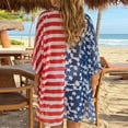 thumbnail image 6 of Women's Open Front Beach Cardigan Independence Day Printed Sheer Mesh Swimsuit Cover Up for Summer Holiday Festival Wear Crochet Swimsuit Coverup for Women Red One Size, 6 of 6
