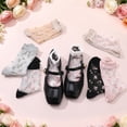 thumbnail image 4 of Bocaoying 7 Pairs Lace Socks Sheer Socks for Women, Nylon Mesh Ankle Fancy Socks with Reinforced Heel and Toe, Breathable Dress Socks for Women, Size 5-9, Beige/Black/Gray/Pink/White, 4 of 8