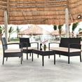 thumbnail image 1 of Gymax 4PCS Patio Rattan Set Cushioned Sectional Sofa Glass Table, 1 of 10