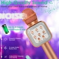 thumbnail image 3 of MINKUROW Wireless Bluetooth Karaoke Microphone for Kids,5-in-1 Portable Handheld Karaoke Mic Speaker Player Recorder with LED Lights for Kids Girls Boys Teens Birthday (1818-Rose Gold), 3 of 7