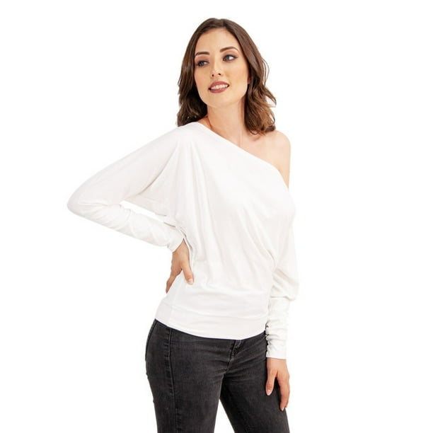 Blusa Asimetrica Manga Larga color Blanco ANGELOZANO Blusa Asimetrica de Manga Larga Modelo R 5 color Blanco Bodega Aurrera en linea