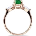 thumbnail image 5 of Three Stone Ring Kite Shape Green Emerald Cubic Zirconia Rose Tone 925 Sterling Silver, Size 6, 5 of 7
