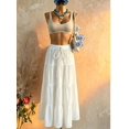 thumbnail image 6 of Women's White Multi Layer Maxi Skirt Drawstring Casual Summer Vacation Skirt, 6 of 11