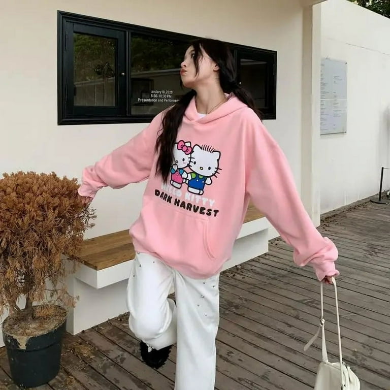 Hello kitty color block hoodie hotsell