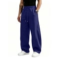 thumbnail image 2 of Men's Baggy Sweatpants Wide Leg Lounge Cotton Jogging Pants Casual Elastic Waist Joggers with Pockets, 2 of 7