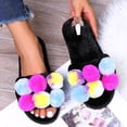 thumbnail image 4 of Pantuflas de algodón con suela blanda y cabeza redonda para el hogar con bola de felpa bonita y cálida para mujer Wmkox8yii  hj789, 4 of 9